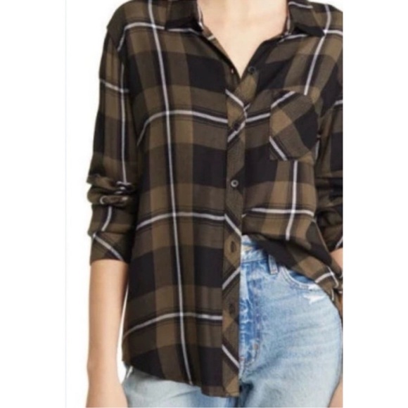 Rails Hunter Black Olive Ivory Plaid Button Up Shirt - Picture 12 of 12